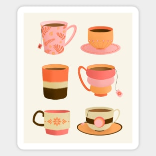 Orange and pink tea cups Magnet